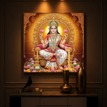 Maa Laxmi Modern Luxury Backlight Square Wall Art