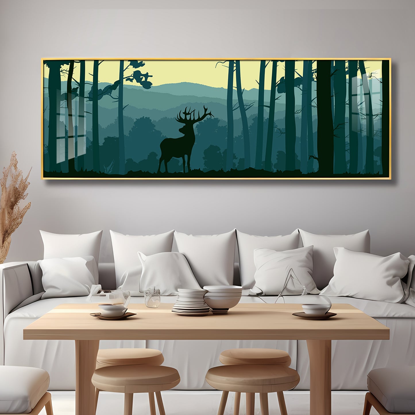 Deer In Forest Premium Acrylic Horizontal Wall Art