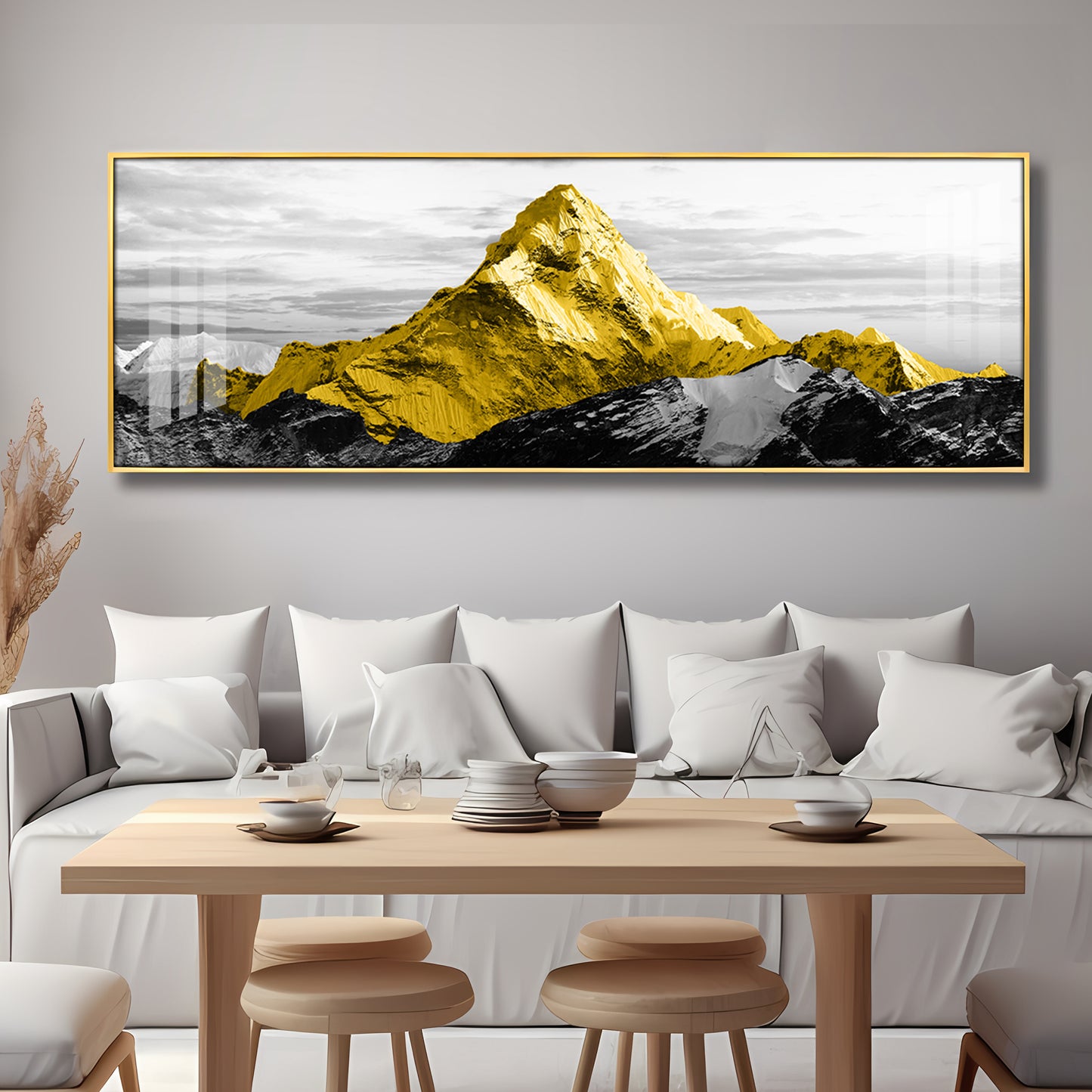 Elegant Yellow Mountains Premium Acrylic Horizontal Wall Art