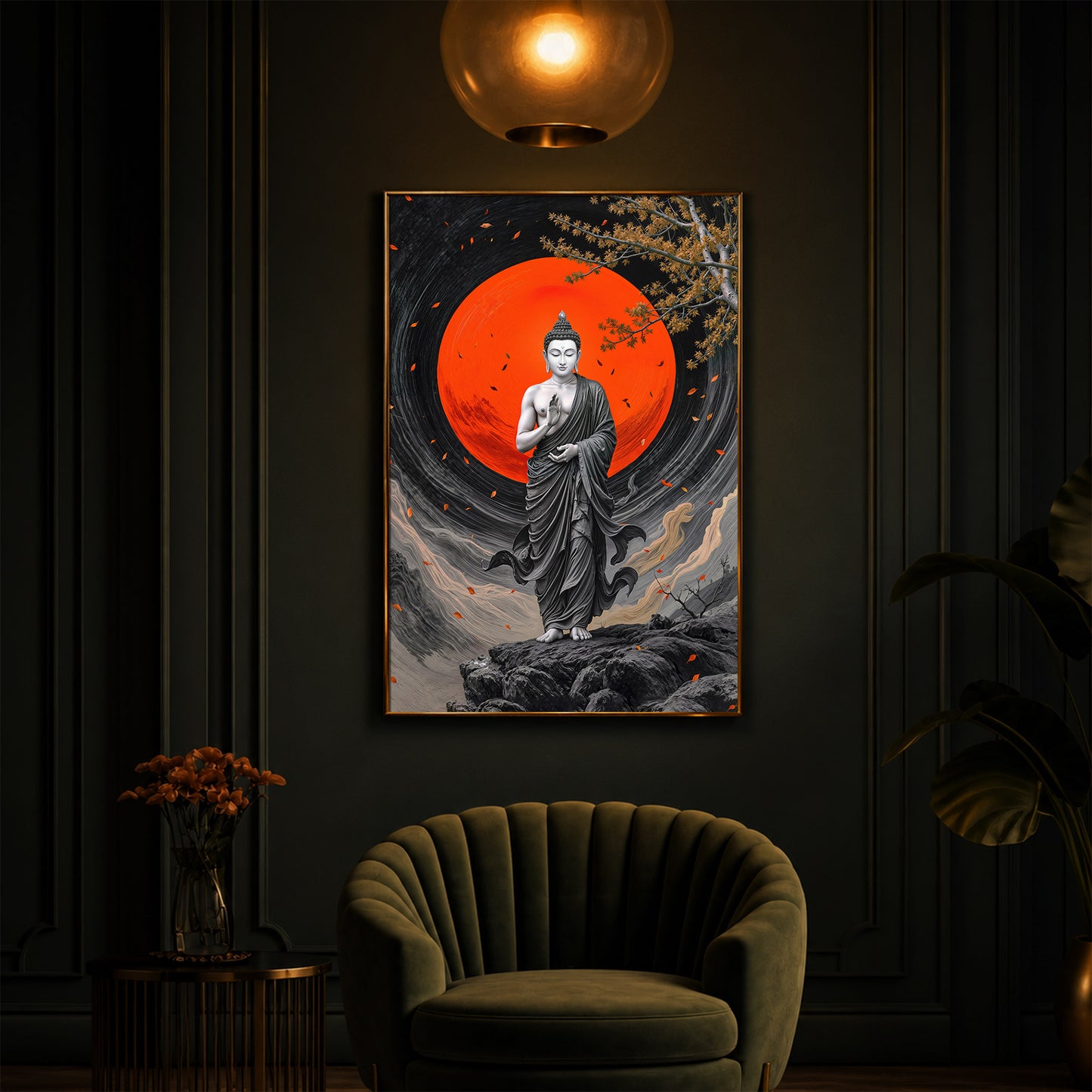 Buddhay Ji Modern Luxury Backlight Vertical Wall Art