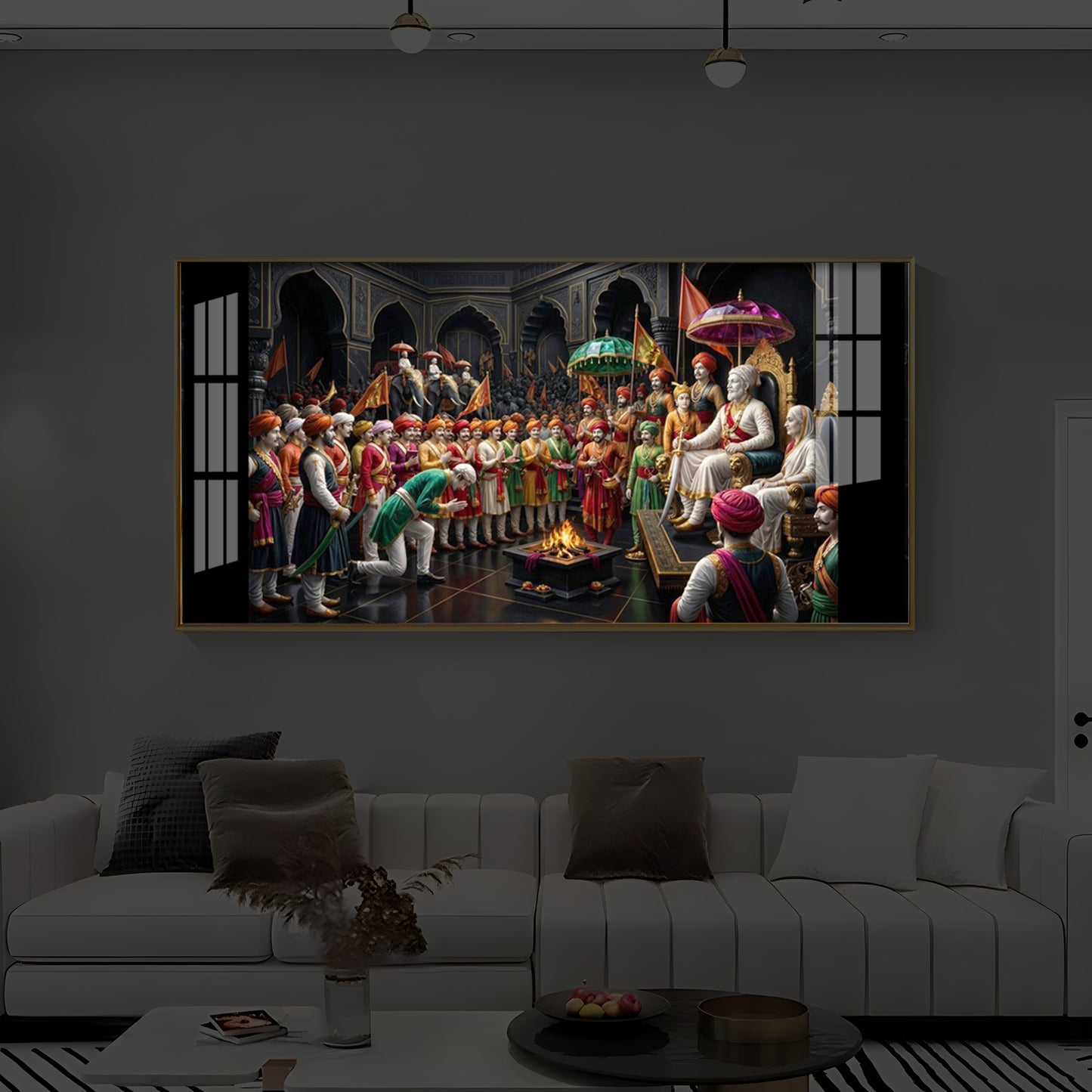 Chhatrapati Shivaji Maharaj Raj Darbar Modern Luxury Backlight Horizontal Wall Art