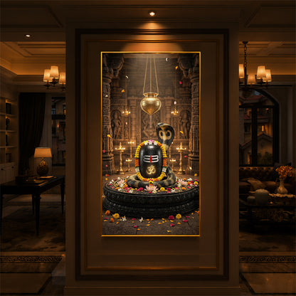 Om Namah Shivayah Modern Luxury Backlight Vertical Wall Art