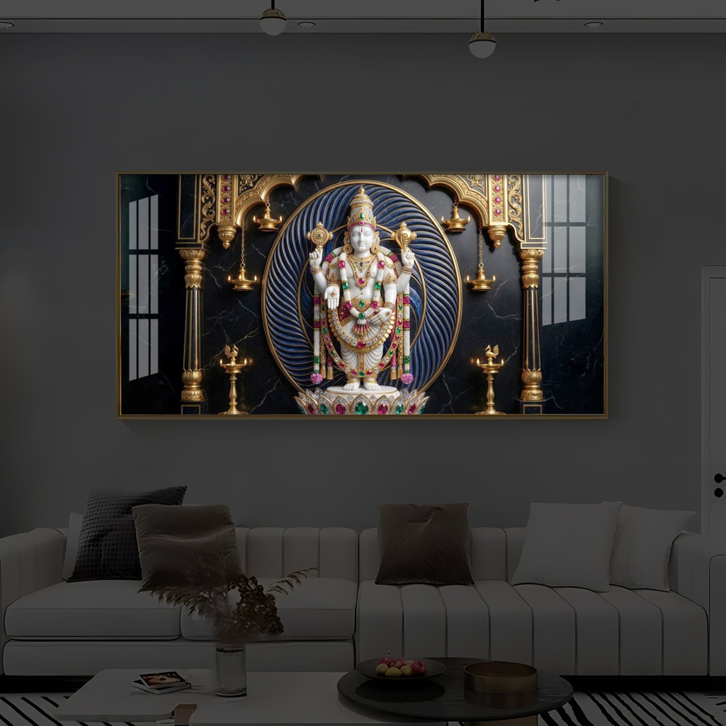 Lord Tirupati Balaji Modern Luxury Backlight Horizontal Wall Art