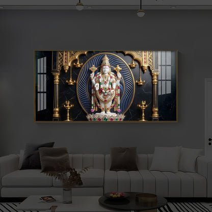 Lord Tirupati Balaji Modern Luxury Backlight Horizontal Wall Art