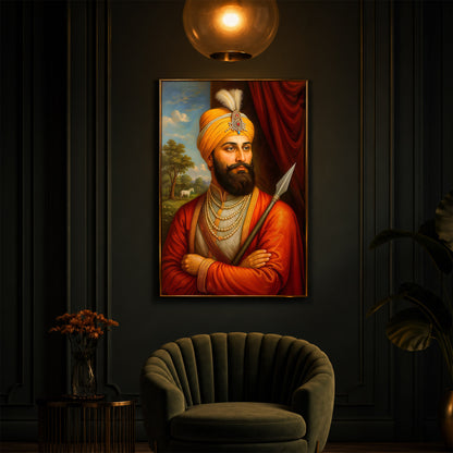 Prestigious Guru Gobind Singh Ji Modern Luxury Backlight Vertical Wall Art