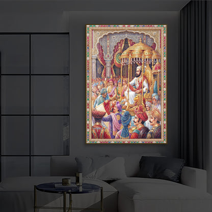 Darbar of Chhatrapati Shivaji Maharaj Modern Luxury Backlight Vertical Wall Art