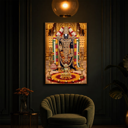 Tirupati Balaji Modern Luxury Backlight Vertical Wall Art