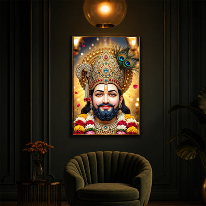 Jai Shri Shyam Modern Luxury Backlight Vertical Wall Art