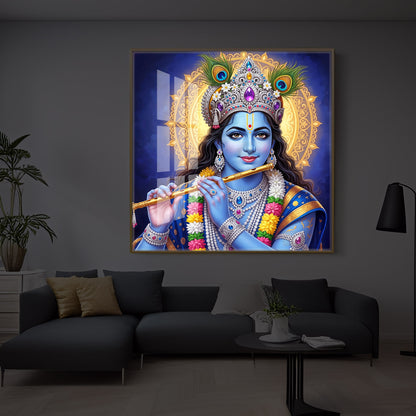 Jai Shree Krishna Modern Luxury Backlight Square Wall Art