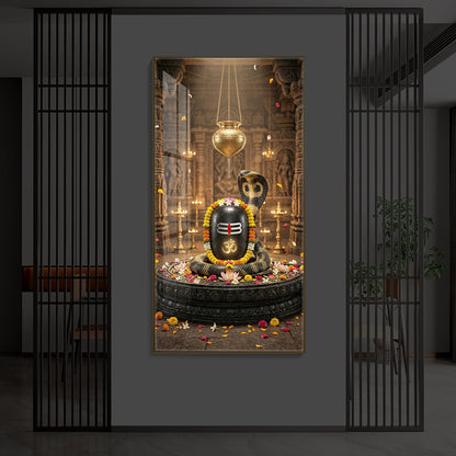 Om Namah Shivayah Modern Luxury Backlight Vertical Wall Art