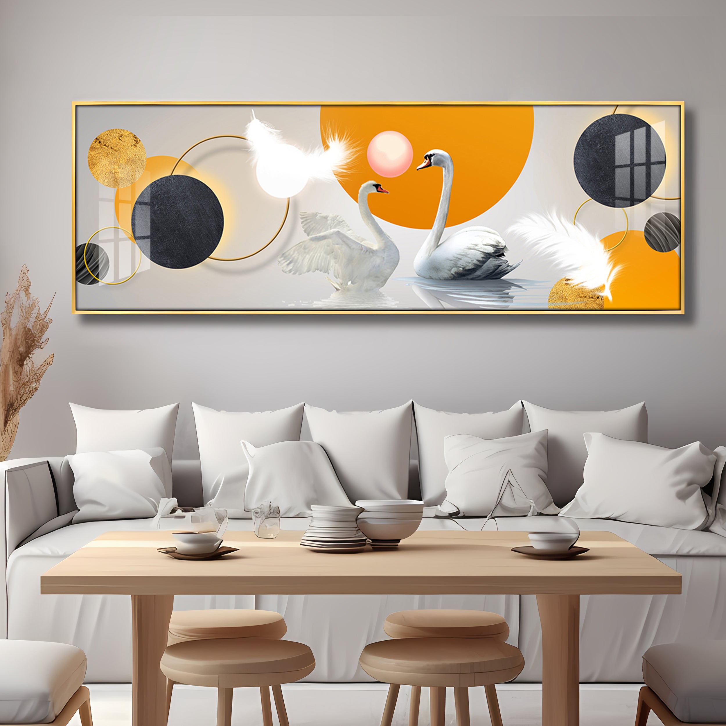 Swans in Sync Premium Acrylic Horizontal Wall Art