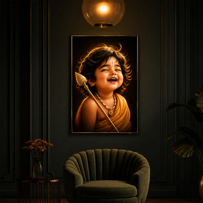 Child Lord Murugan Modern Luxury Backlight Vertical Wall Art