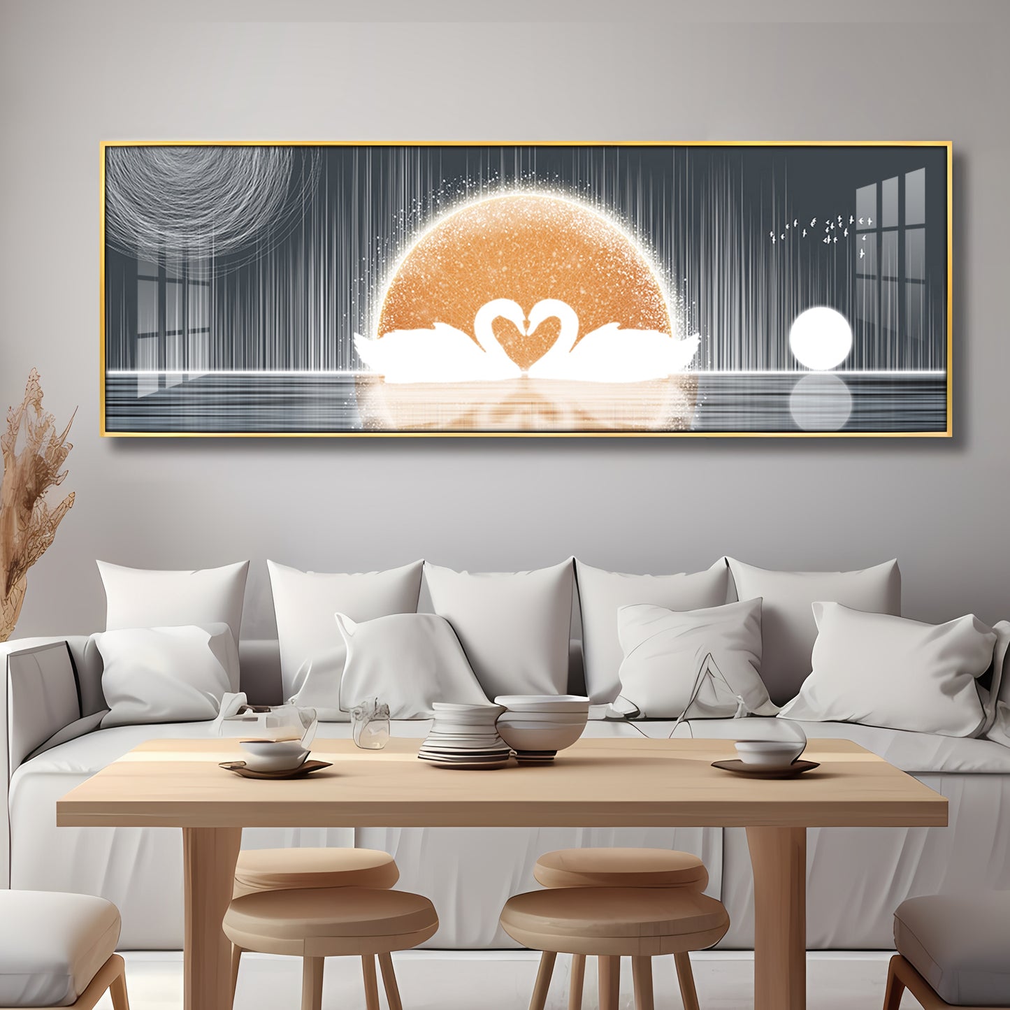Serene Swanscape Premium Acrylic Horizontal Wall Art