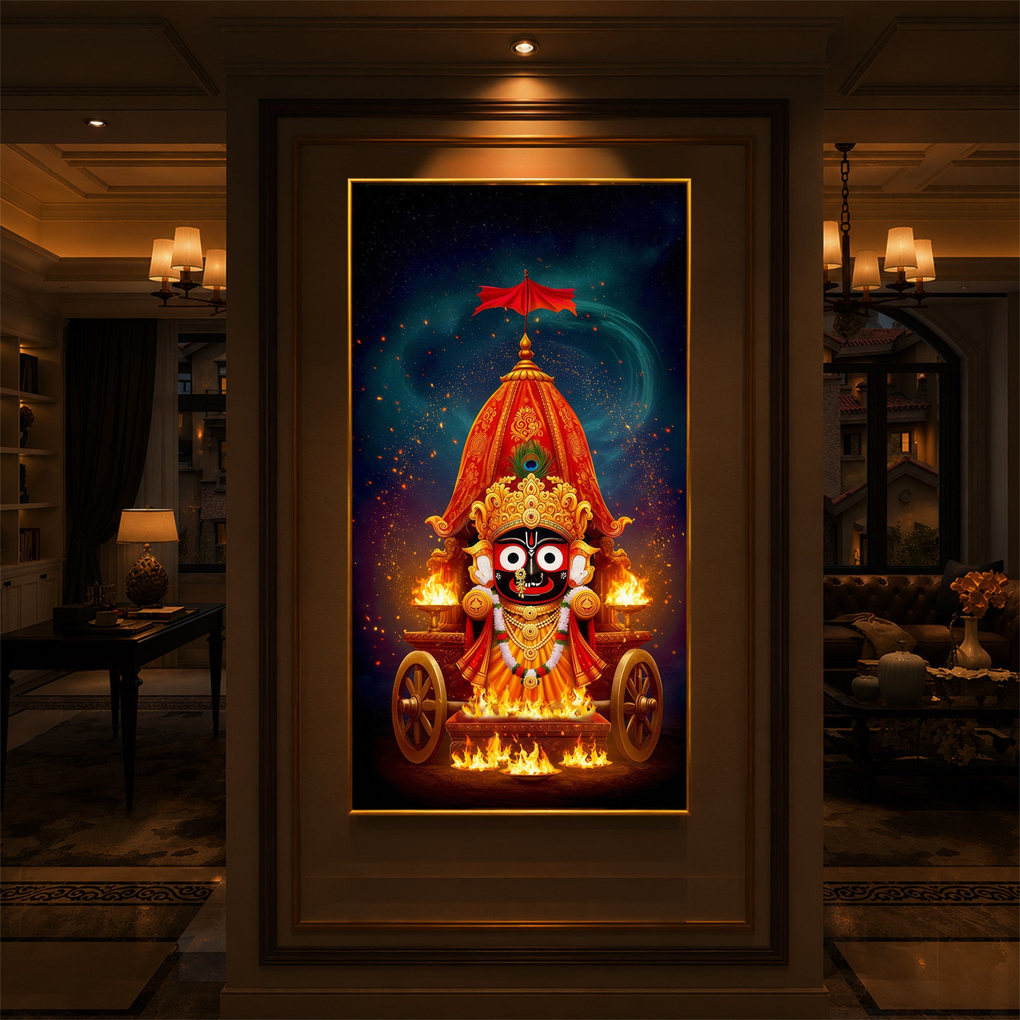 Jagannath Prabhu Modern Luxury Backlight Vertical Wall Art