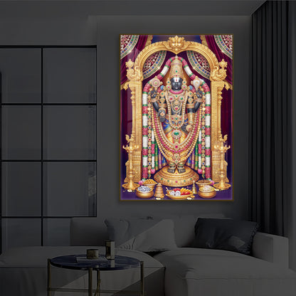 Venkateshwara Swamy Modern Luxury Backlight Vertical Wall Art
