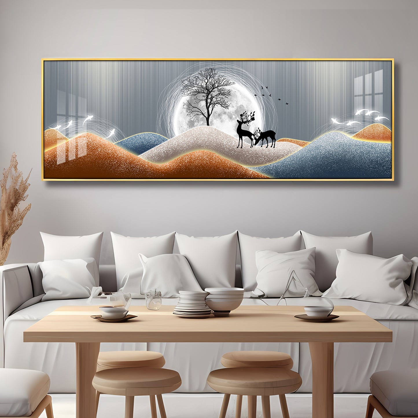 Deer & Tree Harmony Premium Acrylic Horizontal Wall Art