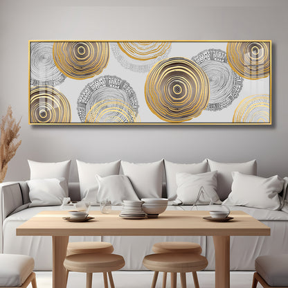 Elegant Gold and Black Rings Premium Acrylic Horizontal Wall Art