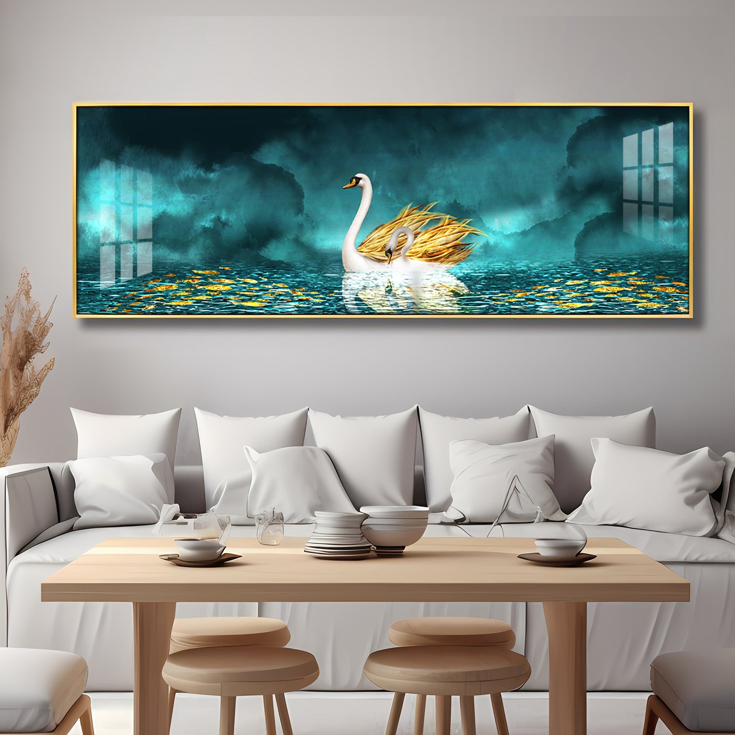 Serene Swan Drift Premium Acrylic Horizontal Wall Art
