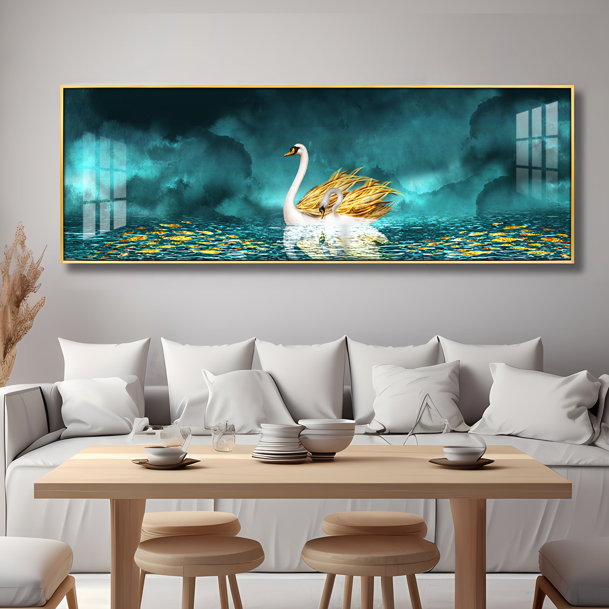 Serene Swan Drift Premium Acrylic Horizontal Wall Art