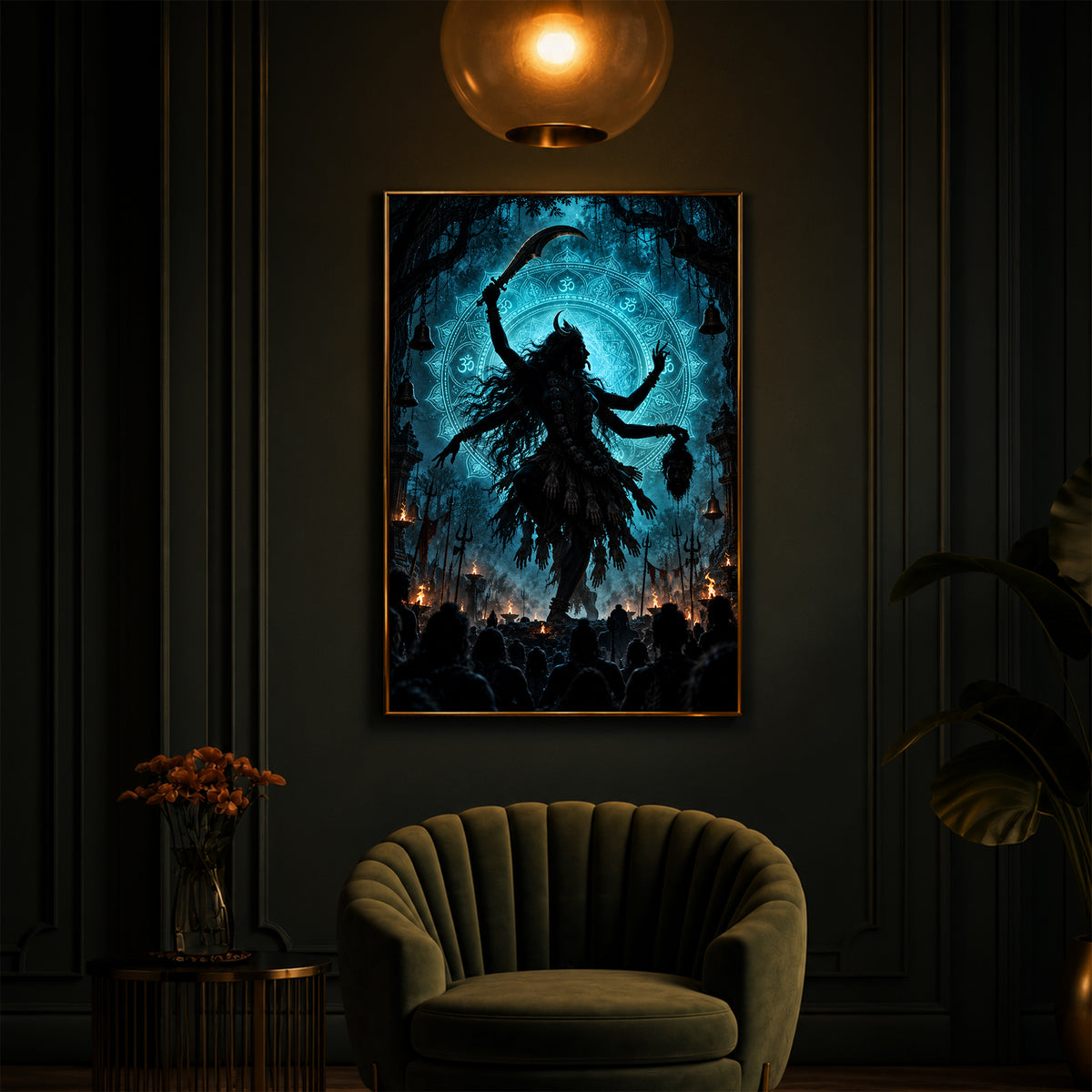 Maa Mahakali Modern Luxury Backlight Vertical Wall Art