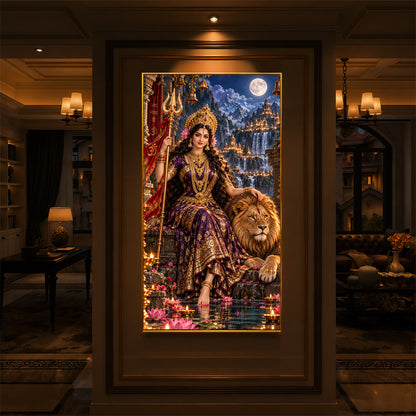 Divine Maa Bhawani Modern Luxury Backlight Vertical Wall Art