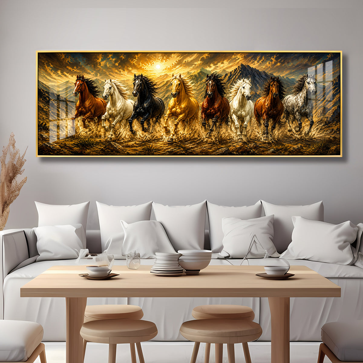Eight Horses Mountains Premium Acrylic Horizontal Wall Art