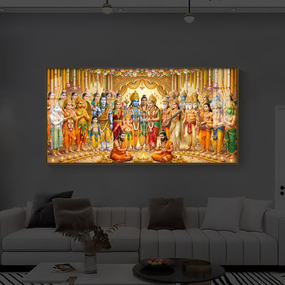 Divine Depiction of Shrinivasa Kalyanam Modern Luxury Backlight Horizontal Wall Art