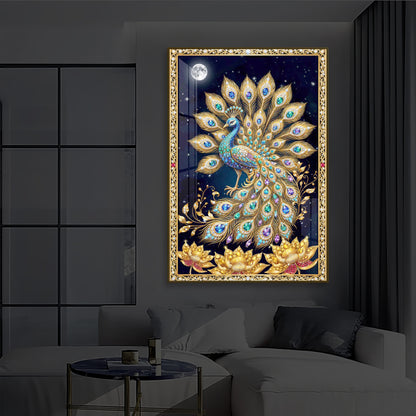Majestic Vastu Peacock Modern Luxury Backlight Vertical Wall Art