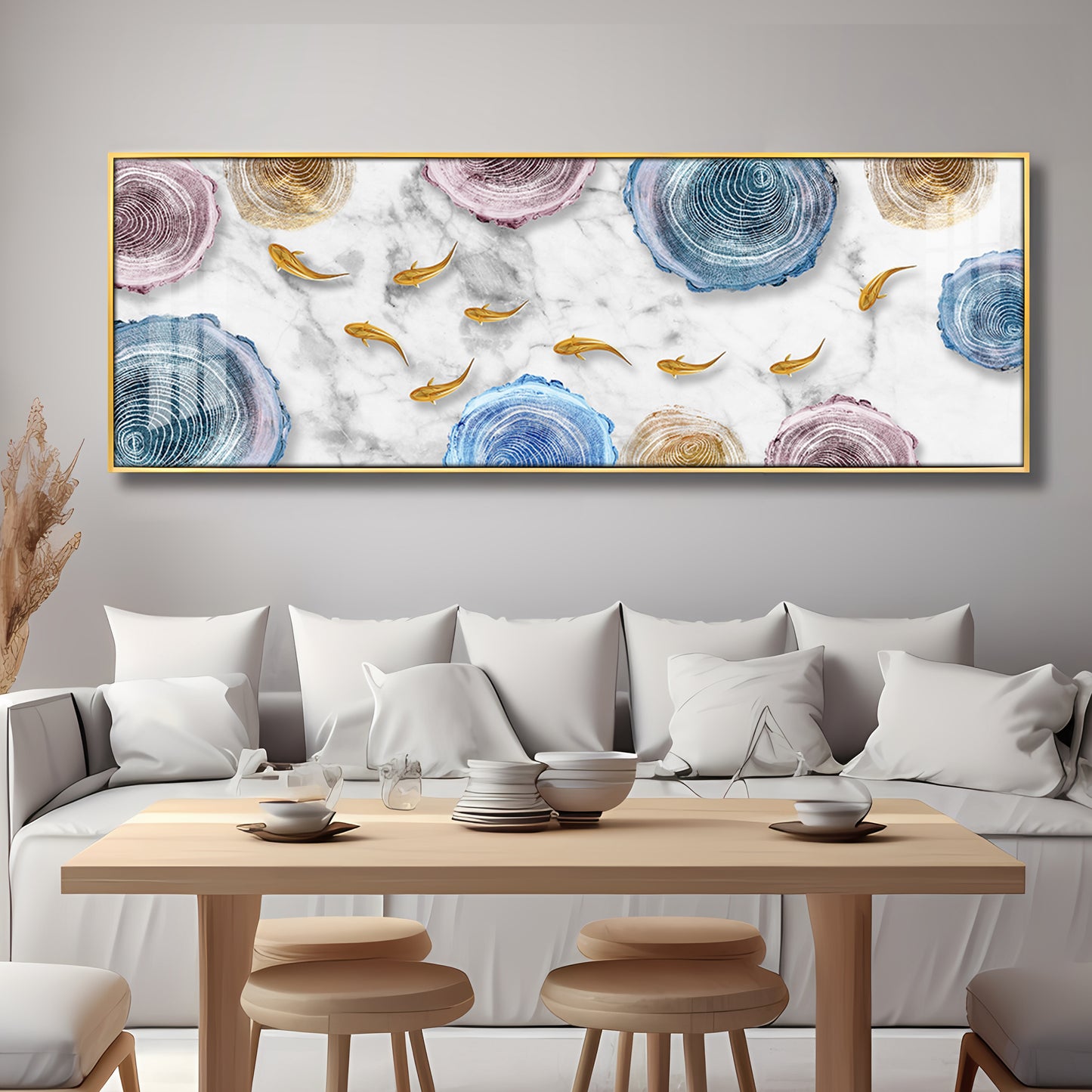 Fish With Abstract Circular Premium Acrylic Horizontal Wall Art