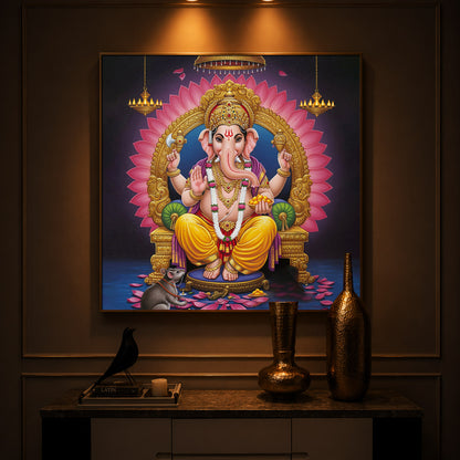 Divine Ganesh JI Modern Luxury Backlight Square Wall Art