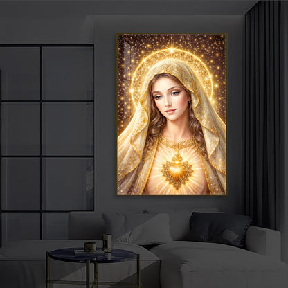 Virgin Mary Modern Luxury Backlight Vertical Wall Art
