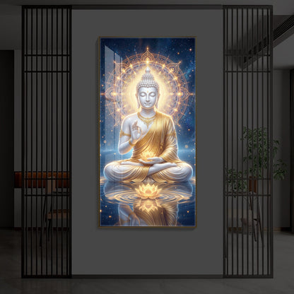Blessings Of Buddha Modern Luxury Backlight Vertical Wall Art