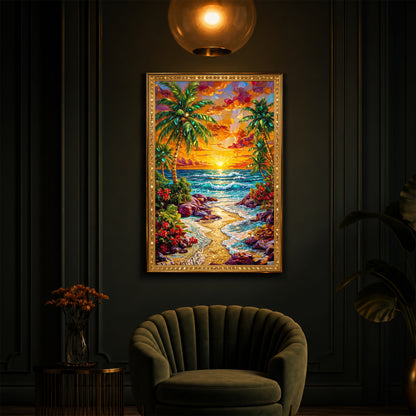 Coastal Bliss Modern Luxury Backlight Vertical Wall Art