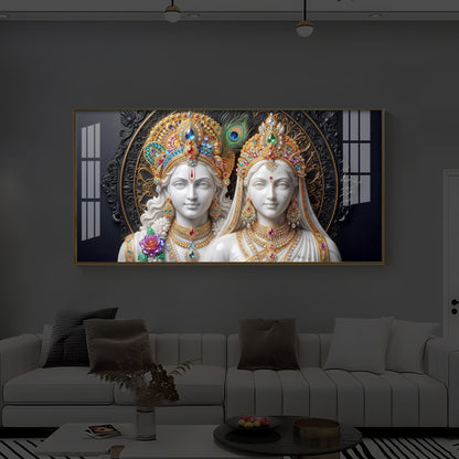 Generic Radha Krishna Modern Luxury Backlight Horizontal Wall Art