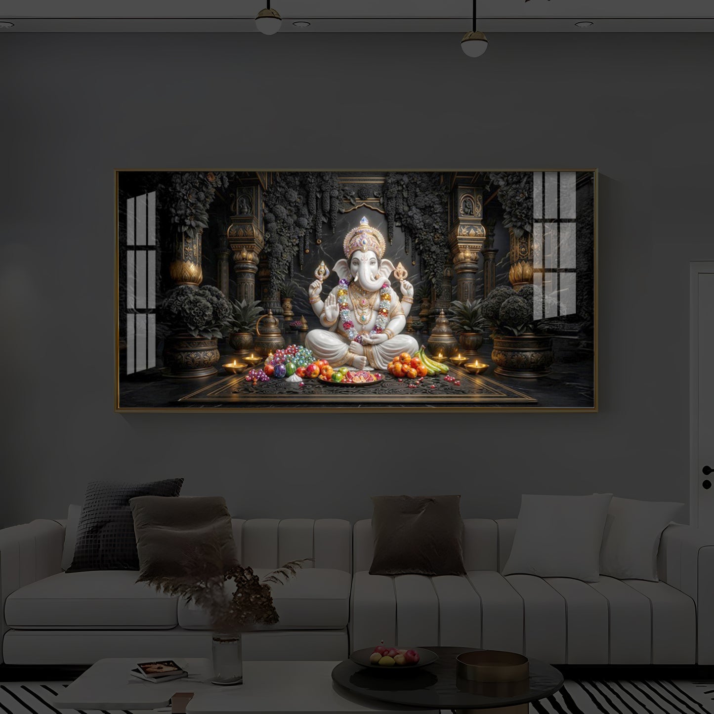 Lord Ganesha Modern Luxury Backlight Horizontal Wall Art
