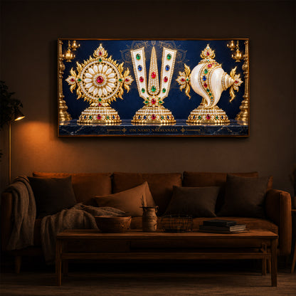 Divine Balaji Symbols Modern Luxury Backlight Horizontal Wall Art