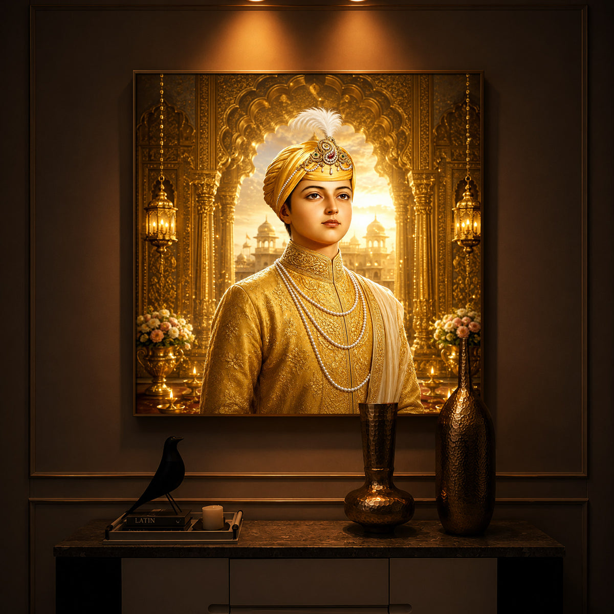Guru Har Krishan Ji Modern Luxury Backlight Square Wall Art
