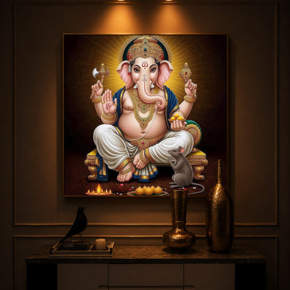 Shree Ganesh Modern Luxury Backlight Square Wall Art