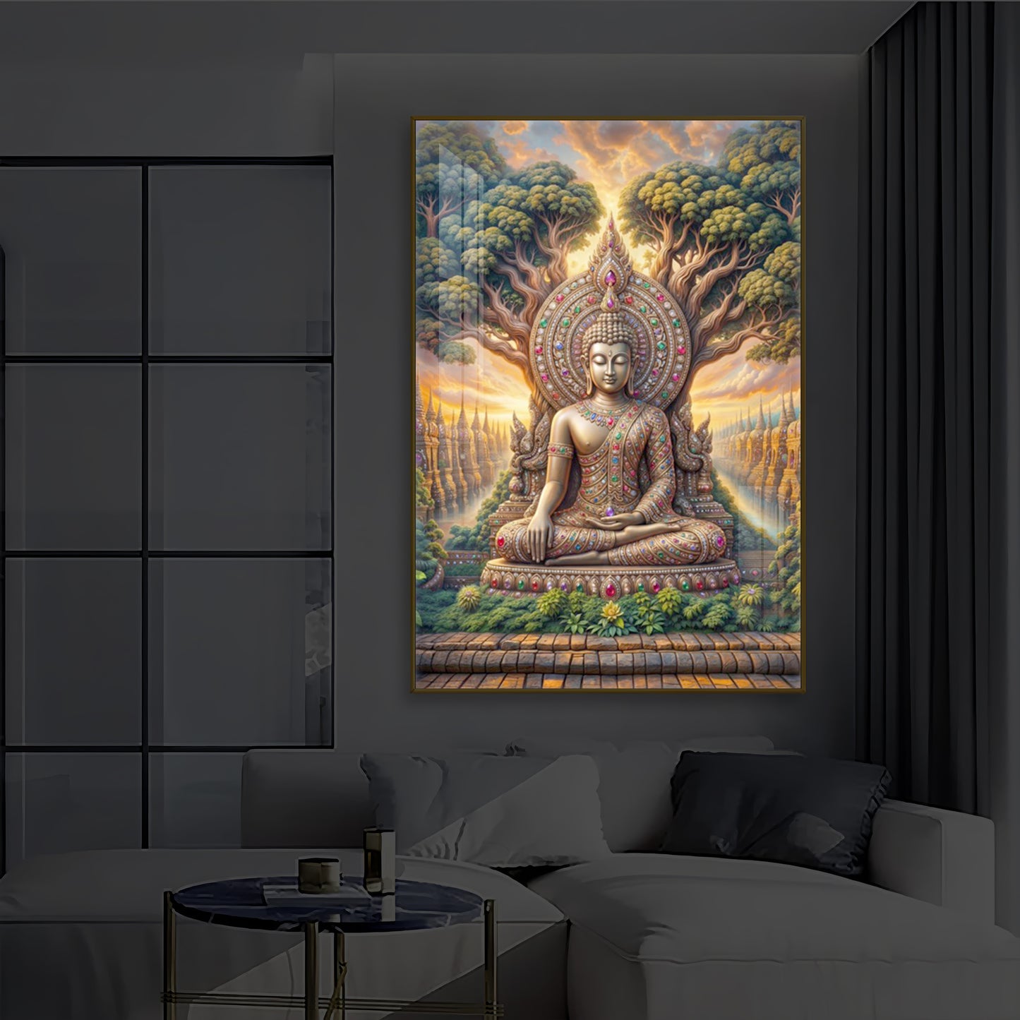 Elevation Buddha Modern Luxury Backlight Vertical Wall Art