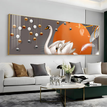 Graceful Couple Swan Premium Acrylic Horizontal Wall Art