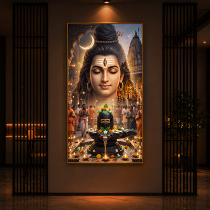 Lord Shiva Modern Luxury Backlight Vertical Wall Art