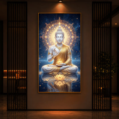 Blessings Of Buddha Modern Luxury Backlight Vertical Wall Art