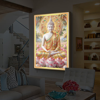 Divine Buddha Harmony Modern Luxury Backlight Vertical Wall Art