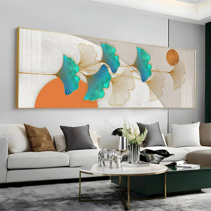 Blue & White Leaf Premium Acrylic Horizontal Wall Art