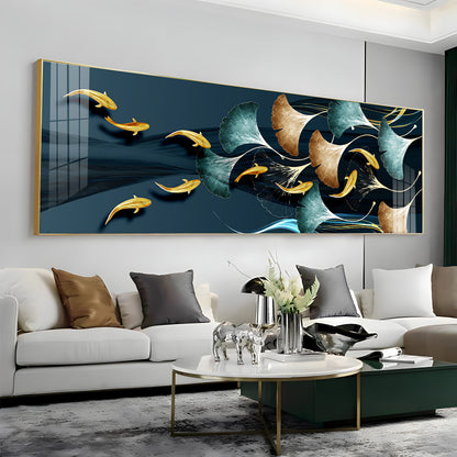 Glittering Goldfish Gala Premium Acrylic Horizontal Wall Art