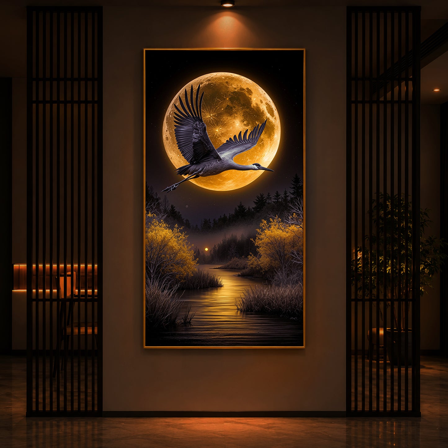 Regalia Bird Modern Luxury Backlight Vertical Wall Art