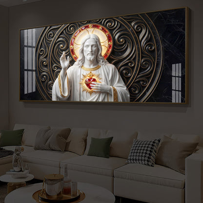 Heart Of Jesus Modern Luxury Backlight Horizontal Wall Art