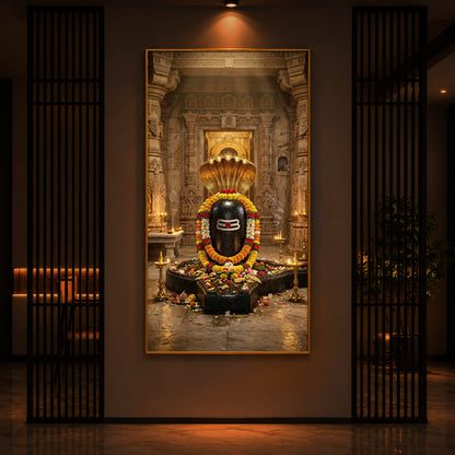 Shree Somnath Jyotirlinga Modern Luxury Backlight Vertical Wall Art