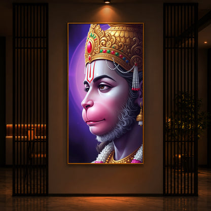 Jai Shri Hanuman Modern Luxury Backlight Vertical Wall Art