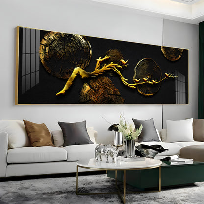 Elegant Golden Color Design Premium Acrylic Horizontal Wall Art